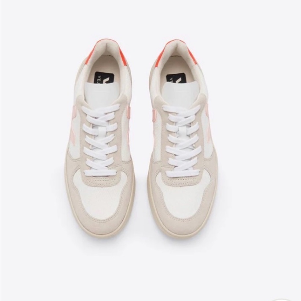 Veja V10 BMesh Sneakers White Petale Orange-Fluoro women’s Sz 7 atleisure preppy